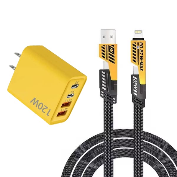 Luhaka® ⚡Buy 1 Get 1 Free(2 Pcs)🔥 Luhaka® Portable Fast Charger. Type C/USB A Dual Ports Adapter.4 in 1 Fast Charging Cable & Data Sync