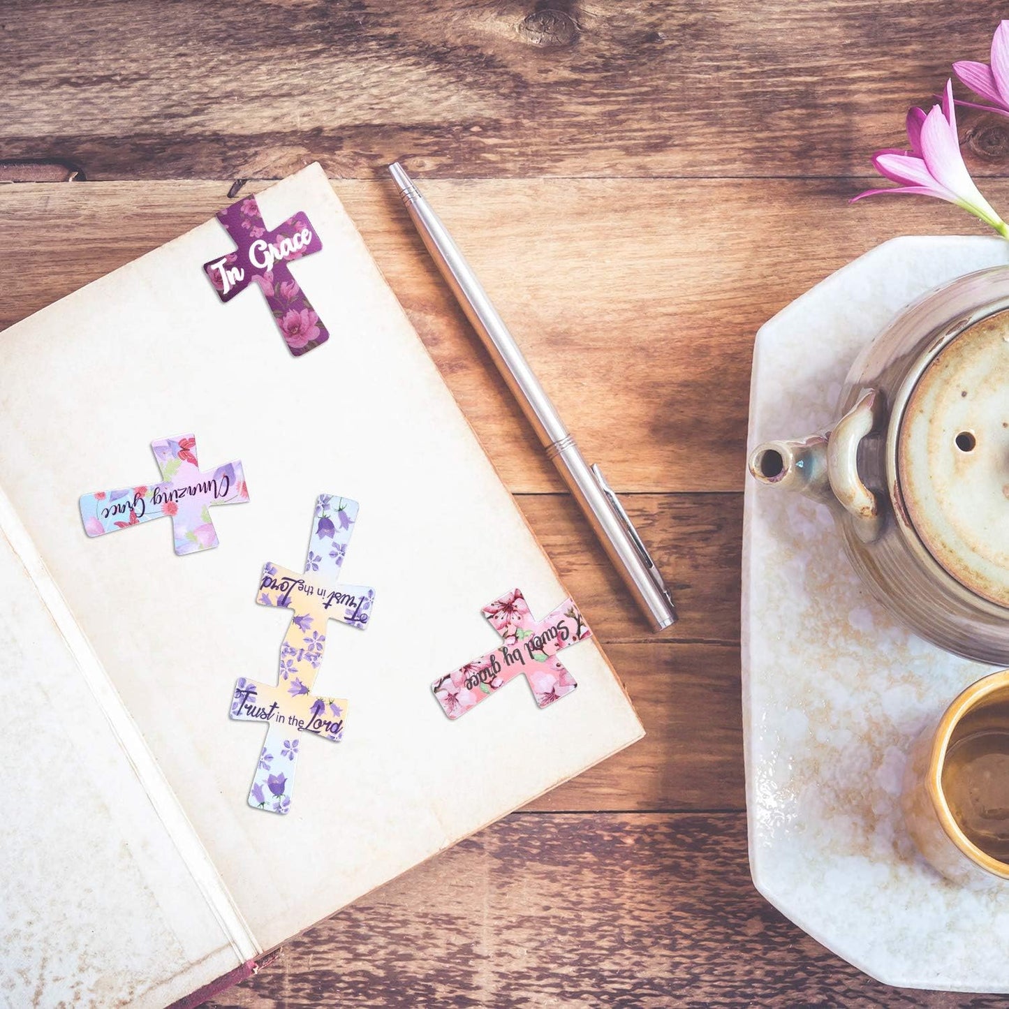 Sfrcord® 📖16 Pcs Magnetic Cross Bookmarks Gifts for Bible Study. Readers. Teachers. Students🌸✝️