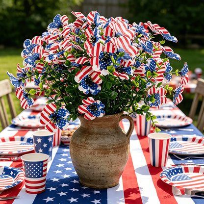 🦅4th of July Hot Sale 50% Off 🔥 Patriotic Red White Blue Artificial Flowers💐