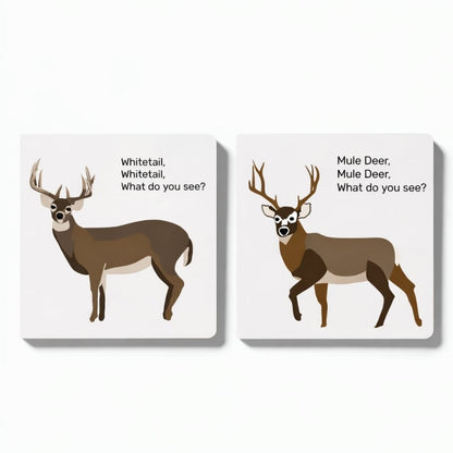 Luhaka® 📚🦌 Whitetail. Whitetail. What Do You See? — Rounded-Corner & Reinforced Children's Card for the Hunting Family
