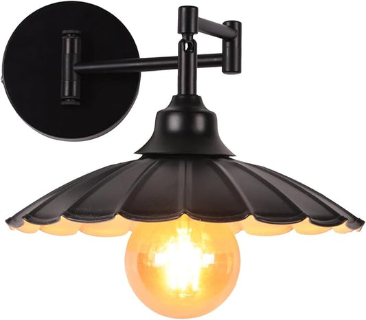 Swivel Arm Wall Light Articulated Arm Industrial Vintage Metal Wall Sconces Antique Rustic Retro Black Bedside Lamp