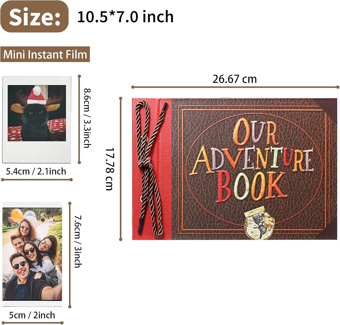 Luhaka® 📅Hardcover & Durability Line-📚 Our Adventure Book Scrapbook -❤️Retro Style Letter Cover. Perfect for Travel & Memories