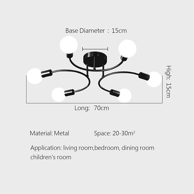 Ceiling Light Vintage 6 Bulbs Sputnik Industrial Ceiling Light Retro Chandelier