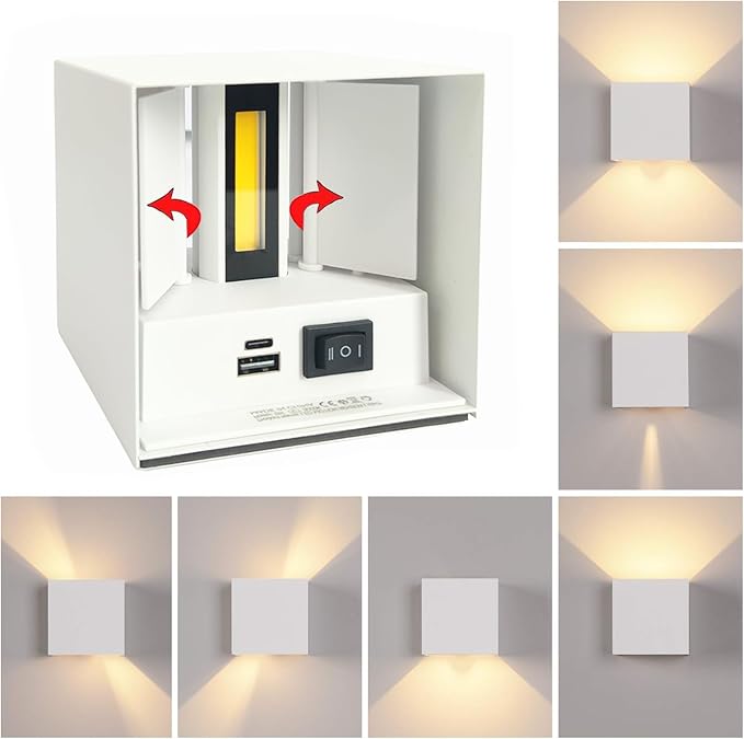 2 Pack 6 W LED Battery Operated Wall Light