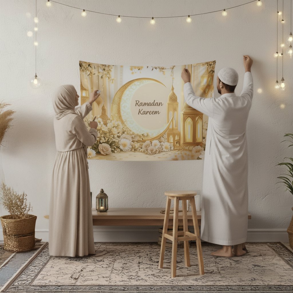 Large Ramadan Kareem Eid Wall Cloth Decor