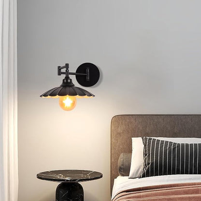 Swivel Arm Wall Light Articulated Arm Industrial Vintage Metal Wall Sconces Antique Rustic Retro Black Bedside Lamp