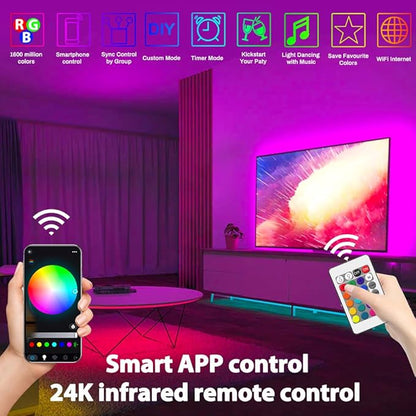 5M WIFI RGB LED Strip COB 24V Dimmable COB Led Strip RGB with Remote Control and Power Supply