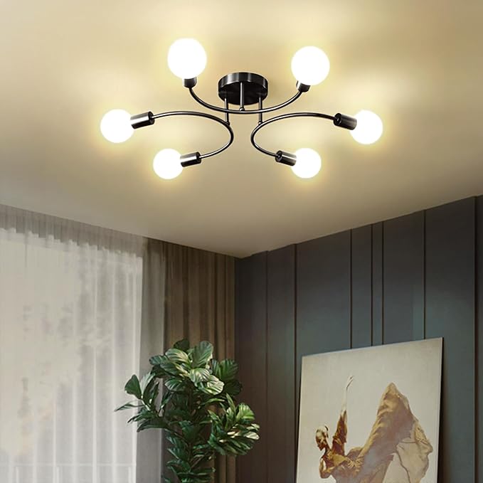 Ceiling Light Vintage 6 Bulbs Sputnik Industrial Ceiling Light Retro Chandelier