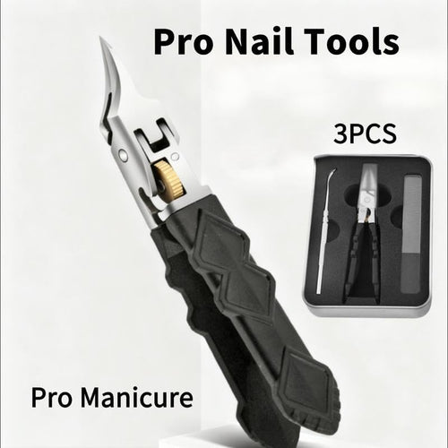 Cilifer® Black Anti-Slip Grip Gear Lock Nail Clipper Set with Ultra-Sharp Tips for Precise Access to Nail Grooves