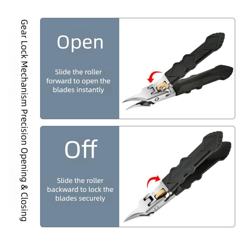 Cilifer® Black Anti-Slip Grip Gear Lock Nail Clipper Set with Ultra-Sharp Tips for Precise Access to Nail Grooves