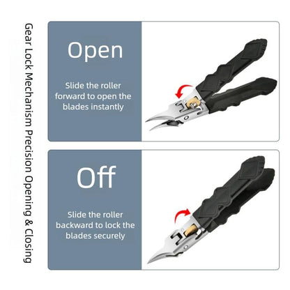 Cilifer® Black Anti-Slip Grip Gear Lock Nail Clipper Set with Ultra-Sharp Tips for Precise Access to Nail Grooves