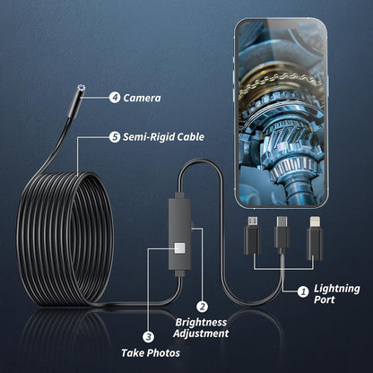 Luhaka® 🔎 Plug-and-Play Endoscope Camera – Compatible with Android & iPhone & ipad for Direct Connection