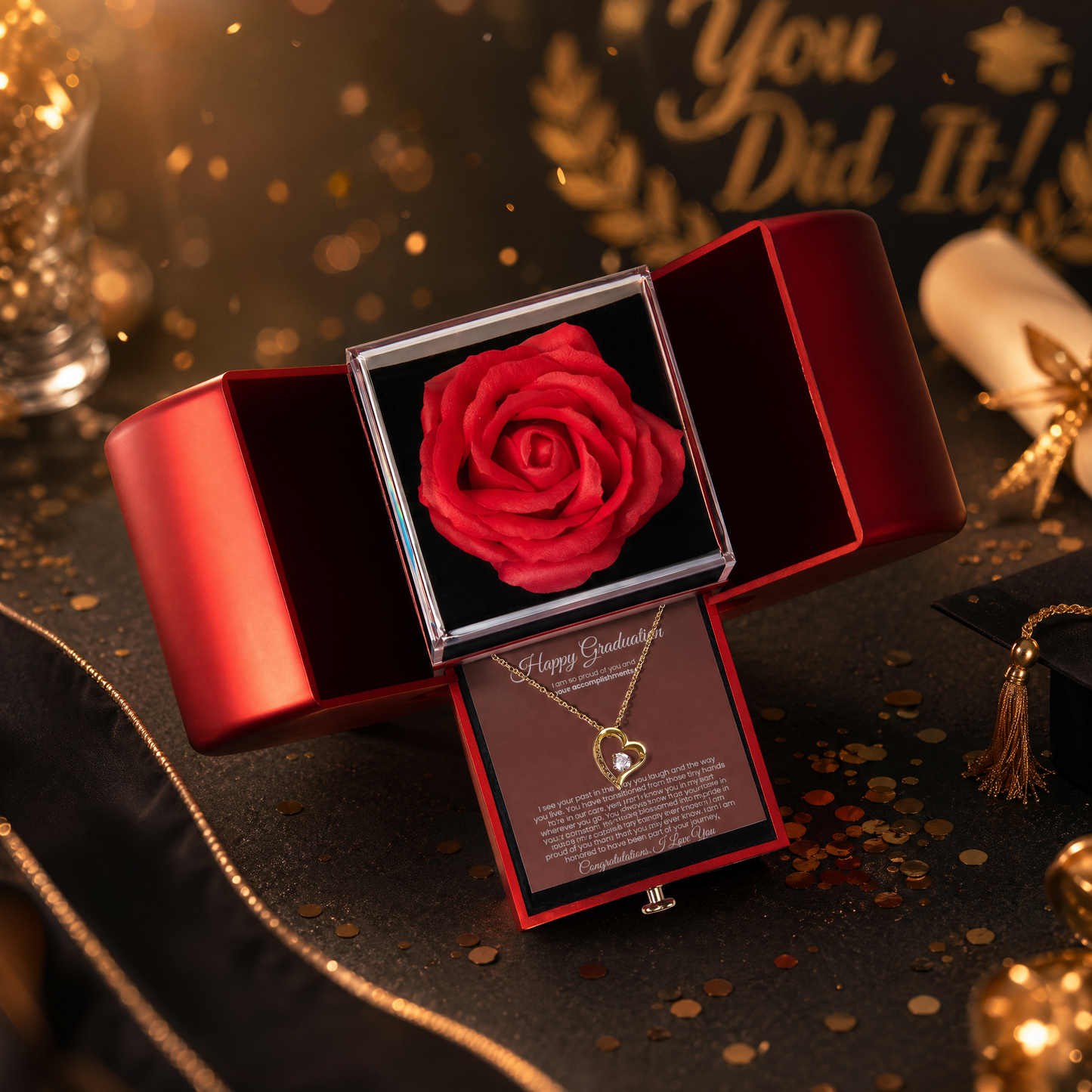 Happy Graduation. I am proud of you more than you will ever know - Red Heart Rose Box