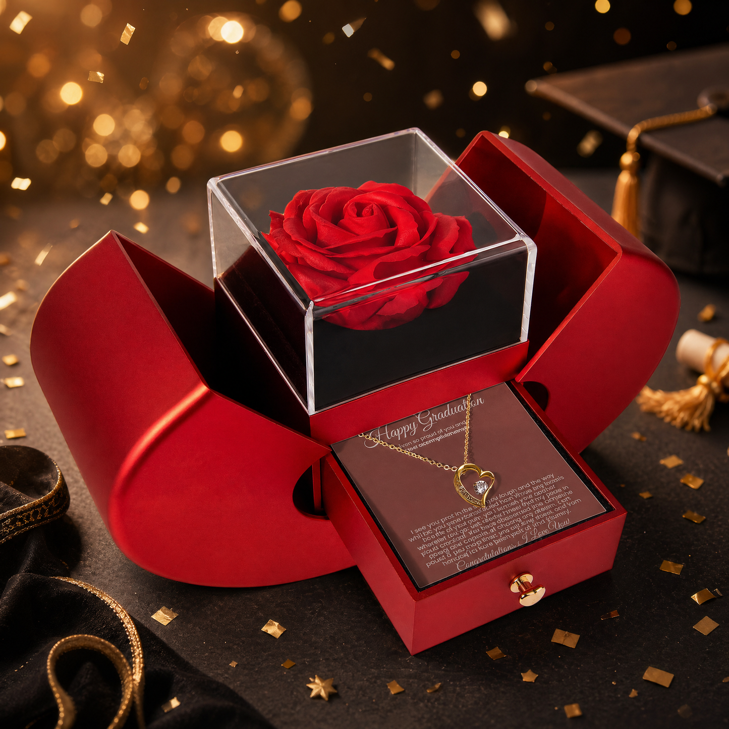 Happy Graduation. I am proud of you more than you will ever know - Red Heart Rose Box