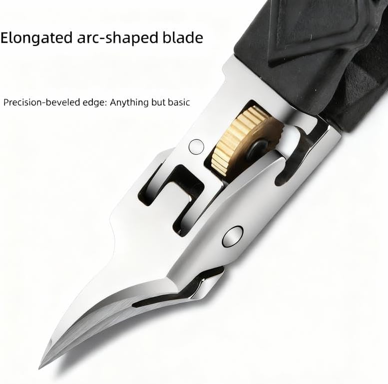 Cilifer® Black Anti-Slip Grip Gear Lock Nail Clipper Set with Ultra-Sharp Tips for Precise Access to Nail Grooves