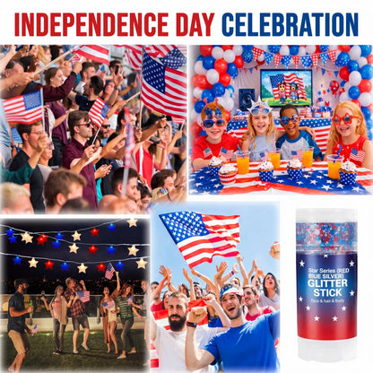 🦅4th of July Glitter Stick✨🔔Red. White & Blue Body & Hair Sparkle