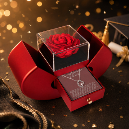 Happy Graduation. I am proud of you more than you will ever know - Red Heart Rose Box