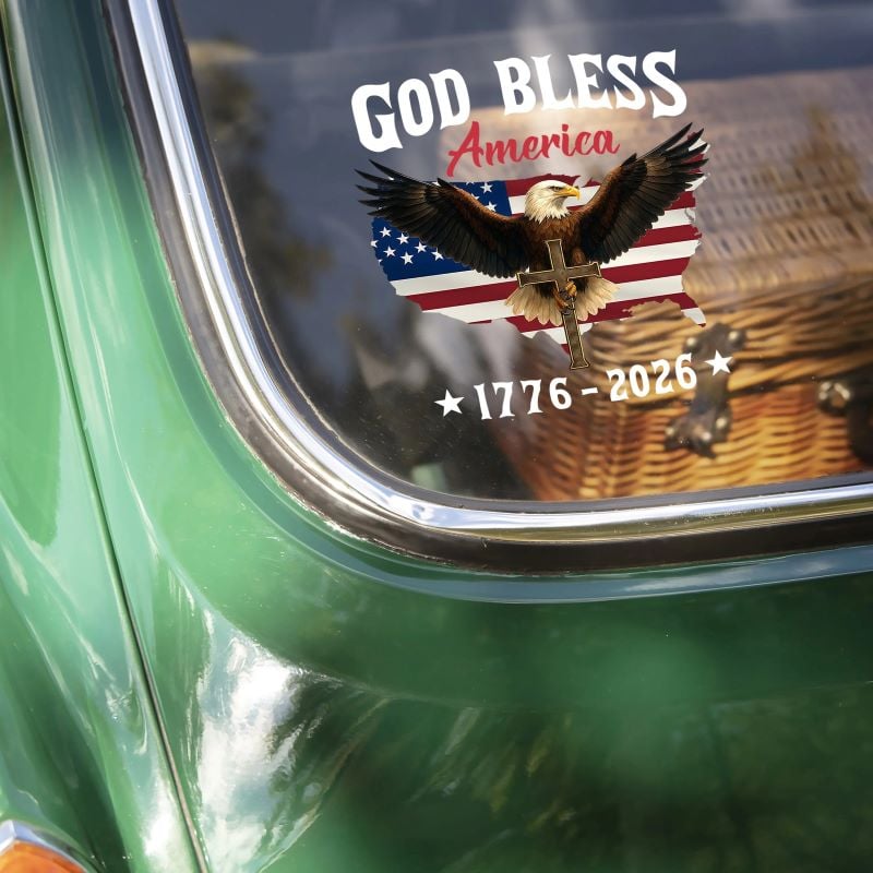 Luhaka® Patriotic 250th Anniversary God Bless America Eagle 1776–2026 Car Window Decal Sticker