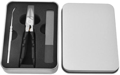 Cilifer® Black Anti-Slip Grip Gear Lock Nail Clipper Set with Ultra-Sharp Tips for Precise Access to Nail Grooves