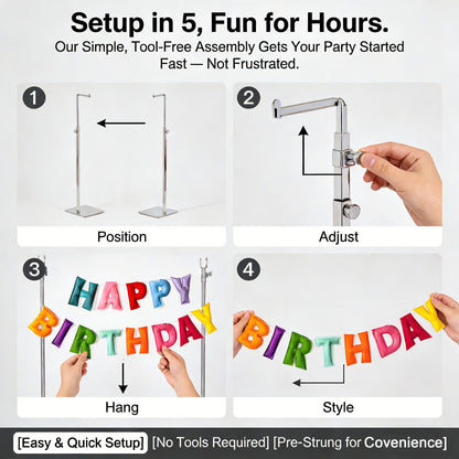 Luhaka®🎉 Adjustable Metal Stand – Easy. Stylish Party Display 🎈