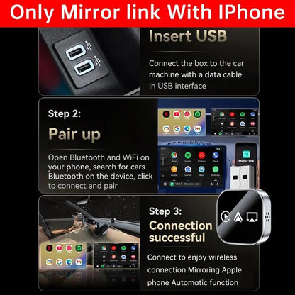 Luhaka® 2026 Upgrade 3 in 1 Screen Mirror iOS Phone. wired to wireless Carplay Luhaka® adapter
