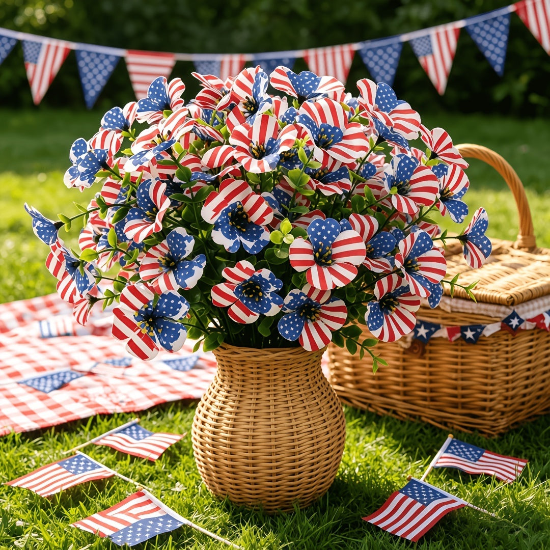 🦅4th of July Hot Sale 50% Off 🔥 Patriotic Red White Blue Artificial Flowers💐