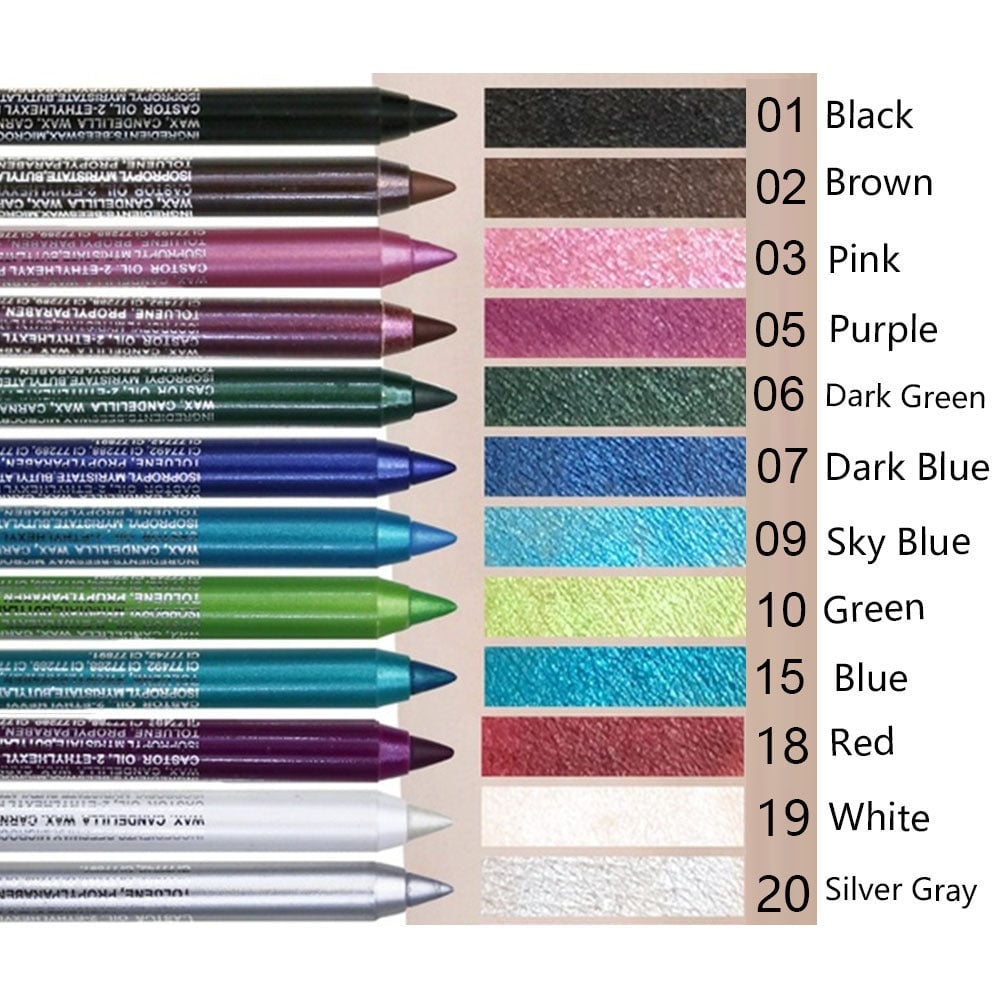 Luhaka® 14-Pack Eyeliner Pencil Waterproof Colored Gel Liners with Metallic & Shimmer Finishes Smudge-Proof