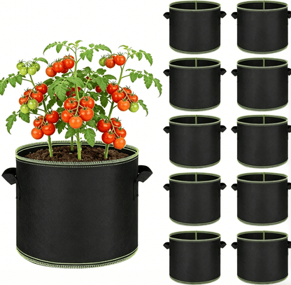 🌱 5-Pack 5 Gallon Grow Bags – Heavy Duty Aeration Fabric Pots with Handles for Vegetables. Flowers & Fruits 🪴