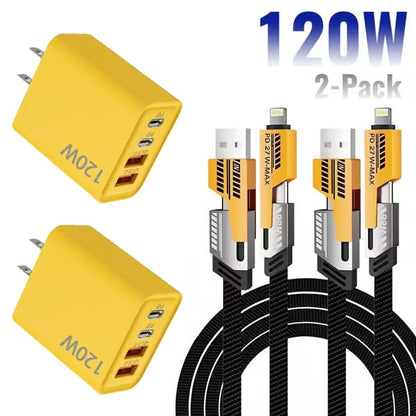 Luhaka® ⚡Buy 1 Get 1 Free(2 Pcs)🔥 Luhaka® Portable Fast Charger. Type C/USB A Dual Ports Adapter.4 in 1 Fast Charging Cable & Data Sync