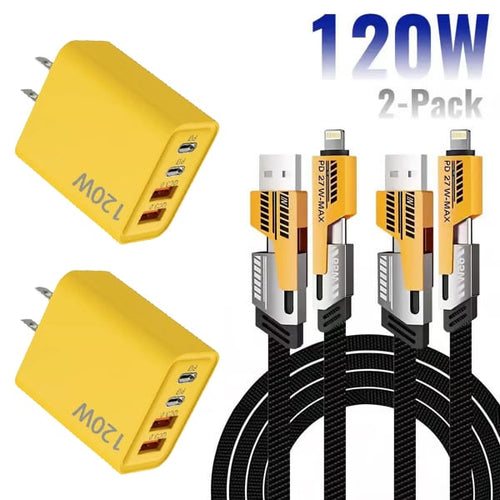 Luhaka® ⚡Buy 1 Get 1 Free(2 Pcs)🔥 Luhaka® Portable Fast Charger. Type C/USB A Dual Ports Adapter.4 in 1 Fast Charging Cable & Data Sync