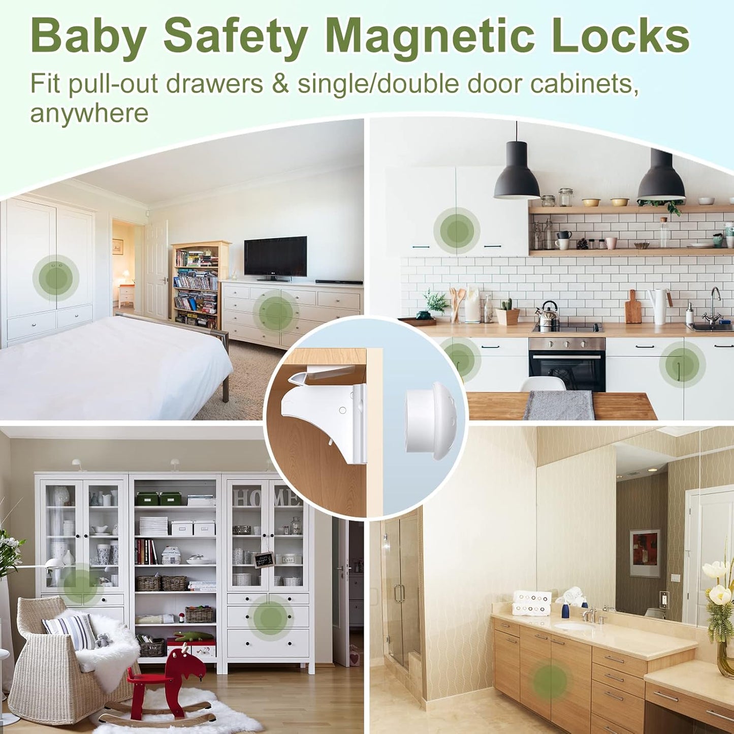 Luhaka® 🔒Magnetic Cabinet Locks – Childproof. No-Drill Installation