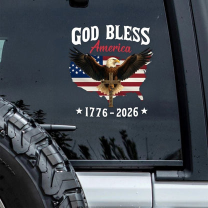 Luhaka® Patriotic 250th Anniversary God Bless America Eagle 1776–2026 Car Window Decal Sticker