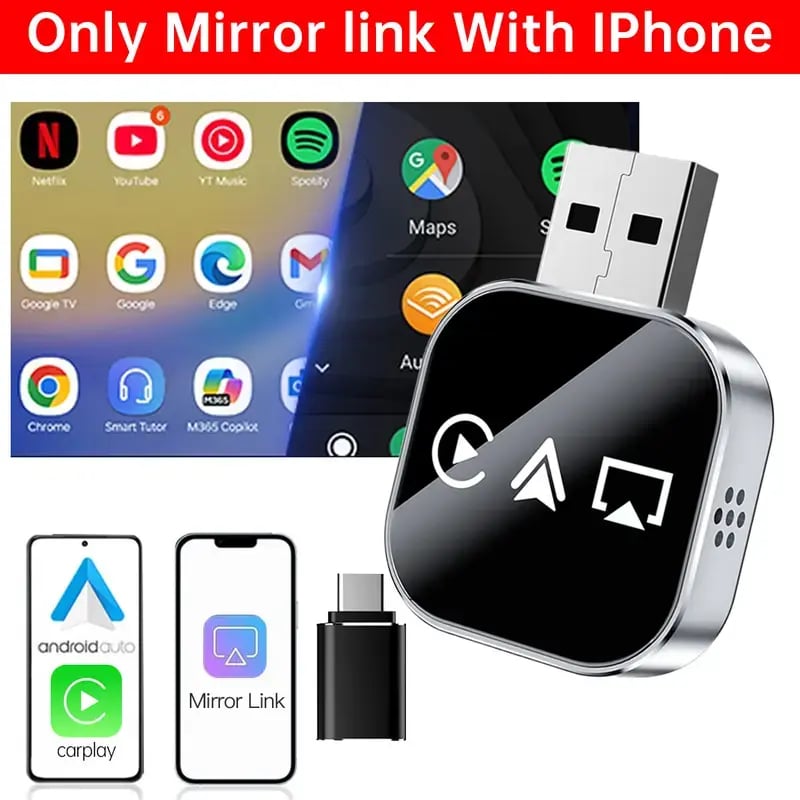 Luhaka® 2026 Upgrade 3 in 1 Screen Mirror iOS Phone. wired to wireless Carplay Luhaka® adapter