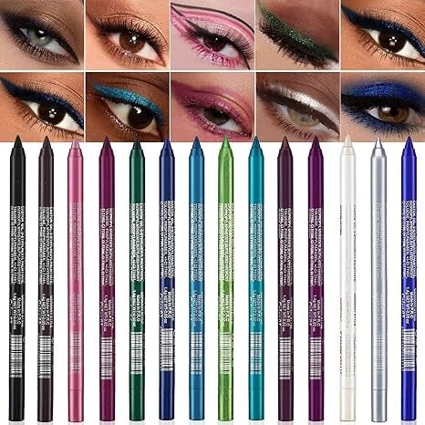 Luhaka® 14-Pack Eyeliner Pencil Waterproof Colored Gel Liners with Metallic & Shimmer Finishes Smudge-Proof