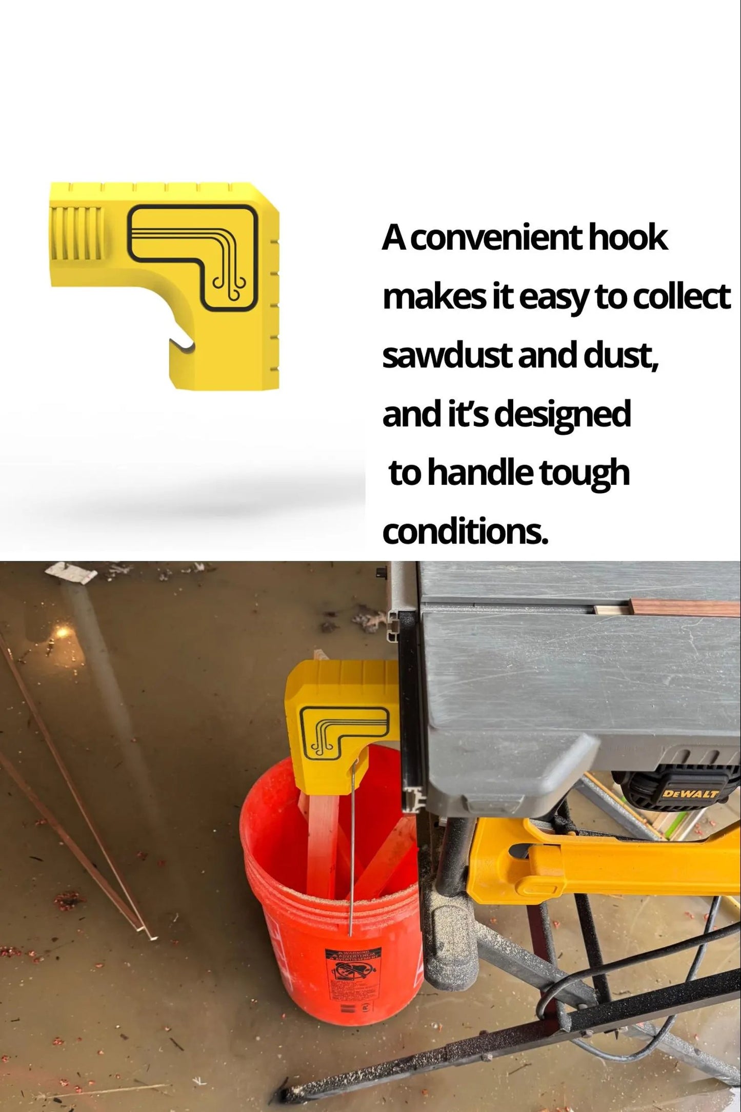 Luhaka® 🔥Last Day 49% OFF - 🛠️DeWalt Table Saw Dust Extraction Adapter🪵✨Vacuum-Free Gravity Dust Collection. Bucket-Ready. Zero-Cleanup Design