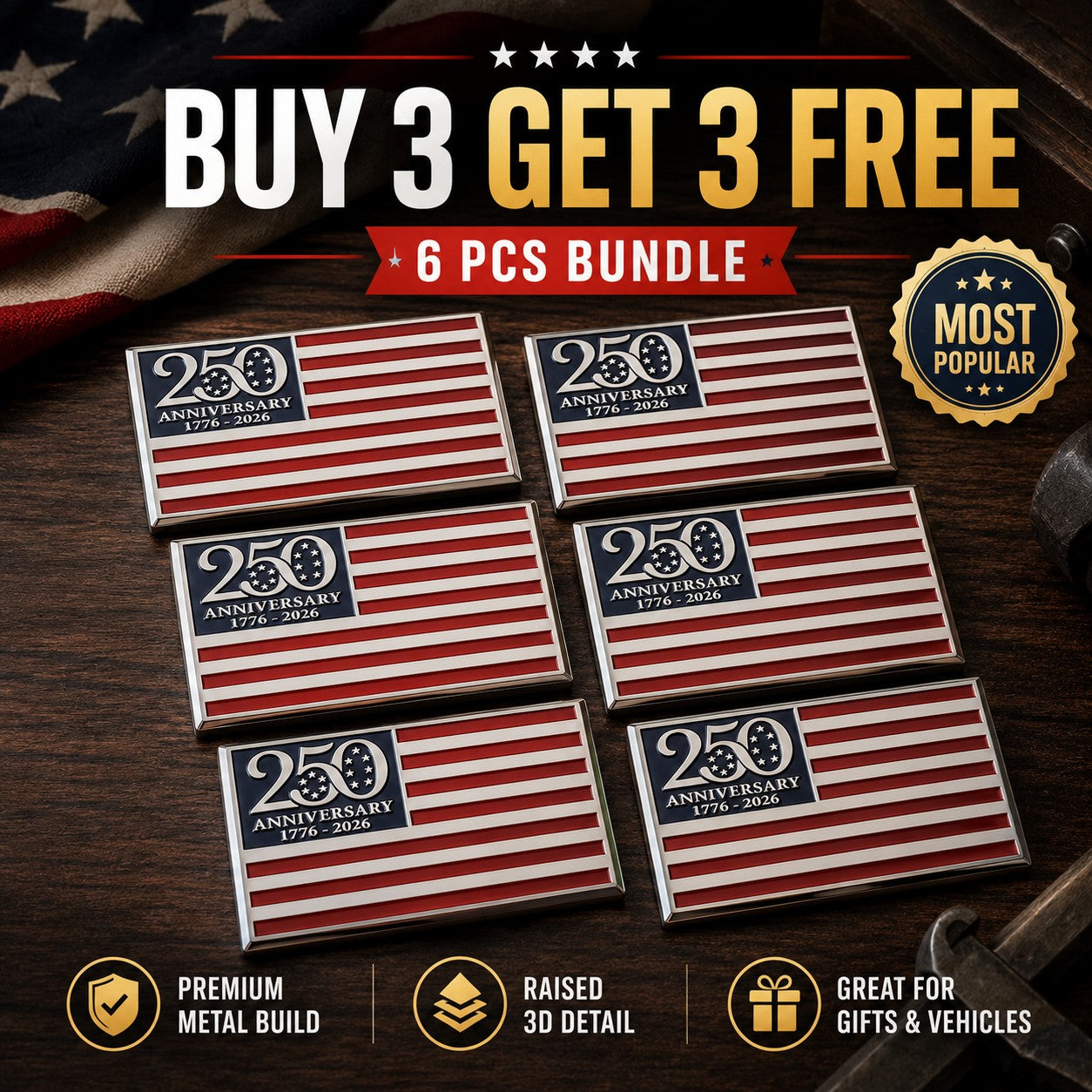【EACH ONLY $6.66】 Buy 3 GET 3 FREE – 6 Emblems