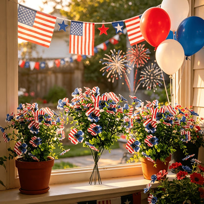 🦅4th of July Hot Sale 50% Off 🔥 Patriotic Red White Blue Artificial Flowers💐
