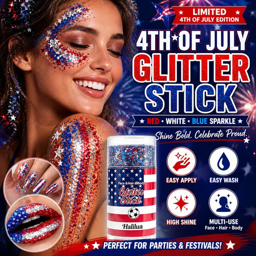 🦅4th of July Glitter Stick✨🔔Red. White & Blue Body & Hair Sparkle