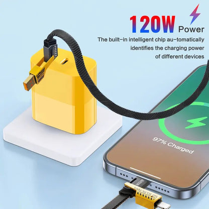 Luhaka® ⚡Buy 1 Get 1 Free(2 Pcs)🔥 Luhaka® Portable Fast Charger. Type C/USB A Dual Ports Adapter.4 in 1 Fast Charging Cable & Data Sync