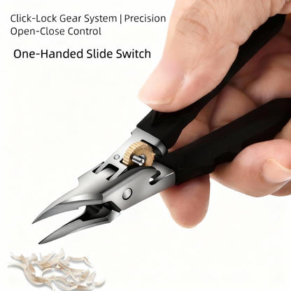 Cilifer® Black Anti-Slip Grip Gear Lock Nail Clipper Set with Ultra-Sharp Tips for Precise Access to Nail Grooves