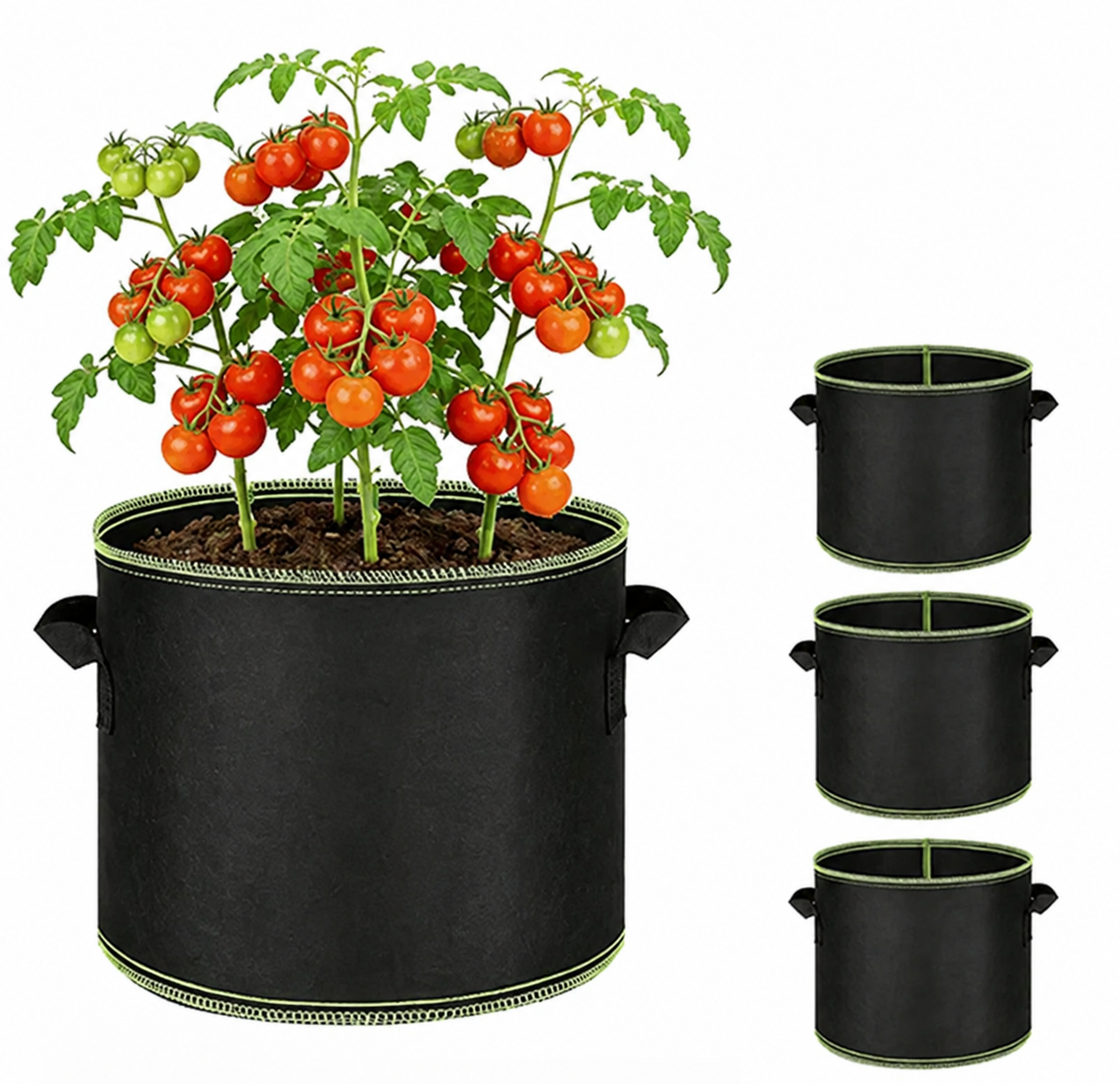 🌱 5-Pack 5 Gallon Grow Bags – Heavy Duty Aeration Fabric Pots with Handles for Vegetables. Flowers & Fruits 🪴