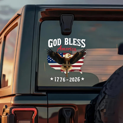 Luhaka® Patriotic 250th Anniversary God Bless America Eagle 1776–2026 Car Window Decal Sticker